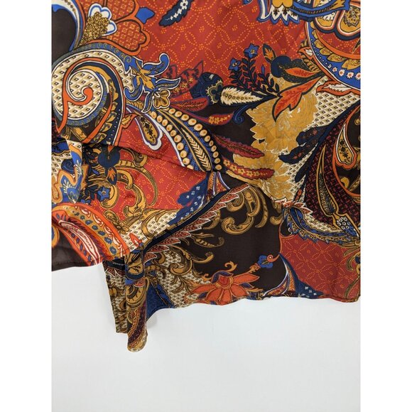 Chicos Paisley Tunic Top Size L Lace Up Long Sleeve Asymmetrical Hem Boho Indie - Picture 6 of 12